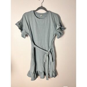 Wishlist Ruffle Sleeve Blue Tie Waist Dress Small Knee Length Casual